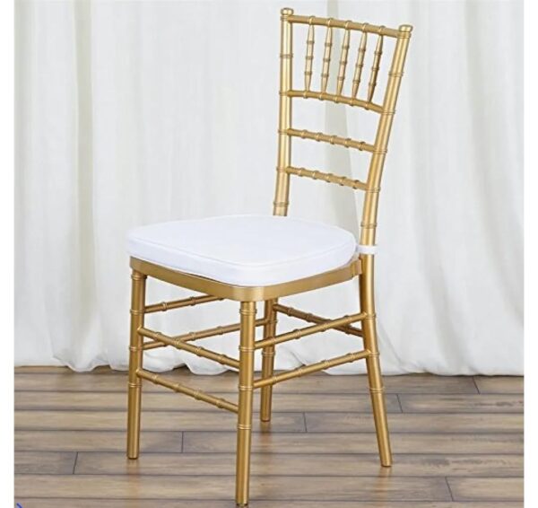 Gold Chiavari chairs with cushion